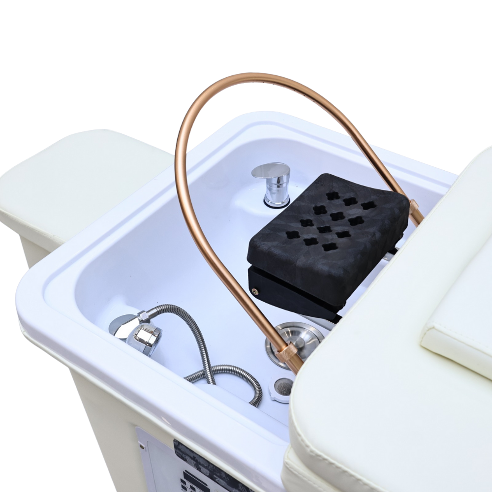 Unidade Completa de Cama com Creme Para Japanese Head Spa com Estrutura Dourada - Sem Encanamento