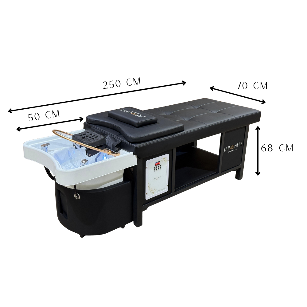 438.png Unidade Híbrida Japanese Head Spa com cama Completa Preta com Encanamento (inclui Vaporizador, Exaustor e Aquecedor de Agua)