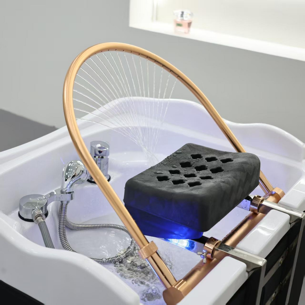 Unidade Híbrida retangular Preta para Japanese Head Spa com Encanamento (inclui Vaporizador, Exaustor e Aquecedor de Agua)